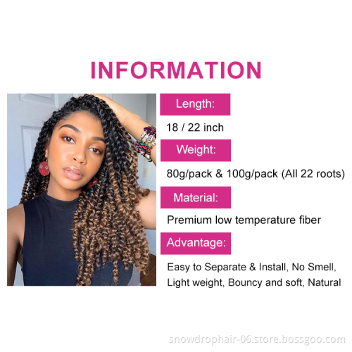 Julianna 22 Inch 3 Colorful Long Passion Twist Water Wave Crochet Braiding Hair Extensions Pre Passion